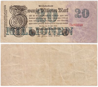 купить Германия 20000000 марок 1923 года (Pick 97b(1)