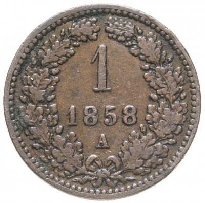 купить Австрия 1 крейцер (kreuzer) 1858 A знак монетного двора "A" - Вена