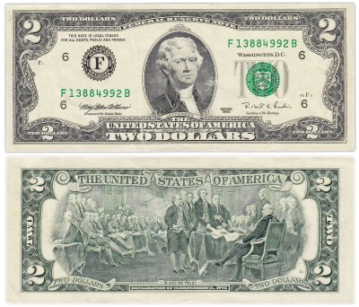 купить США 2 доллара 1995 (Pick 497) F- Атланта "FW" (Fort Worth)