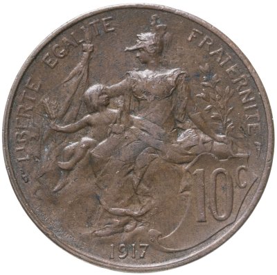 купить Франция 10 сантимов (centimes) 1917