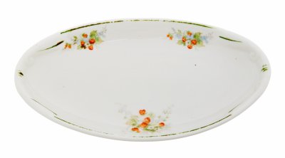 купить Блюдо овальной формы, фарфор, деколь, Дмитровский фарфоровый завод, Вербилки, СССР, 1940-1946 гг.