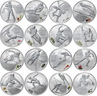 купить 3 рубля 2014 СПМД Proof "Виды спорта Олимпиады Сочи" 16 штук полный набор