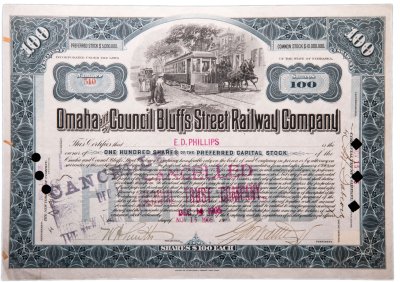 купить Акция США Omaha and Council Bluffs Street Railway Company, 1905 г.