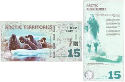 купить Сувенирная банкнота Арктические территории 15 долларов 2011