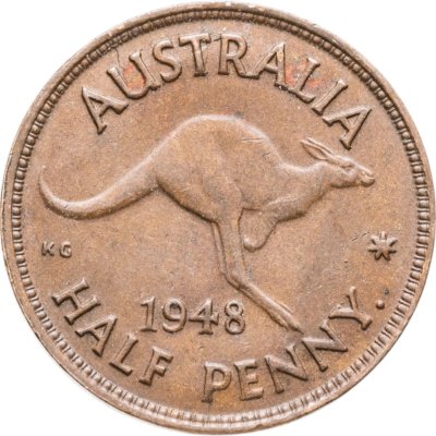купить Австралия 1/2 пенни (penny) 1948 Точка после "PENNY"