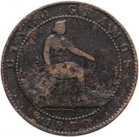 купить Испания 5 сентимо (centimos) 1870