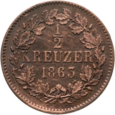 купить Германия, Баден 1/2 крейцера 1863