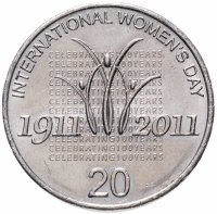 Купить Австралия 20 центов (cents) 2011 100 лет Международному женскому дню