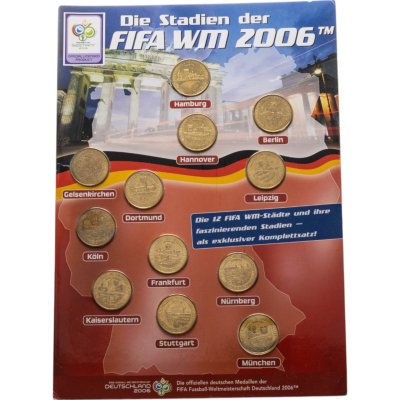купить 12 стадионов Чемпионат мира по футболу в Германии 2006 - набор медалей в буклете