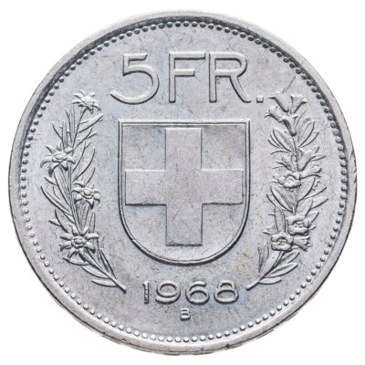 купить Швейцария 5 франков (francs) 1968 "В"