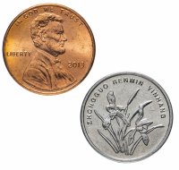 Купить Набор из 2 монет - 1 цент США и 1 цзяо Китая 1959-2020, случайная дата