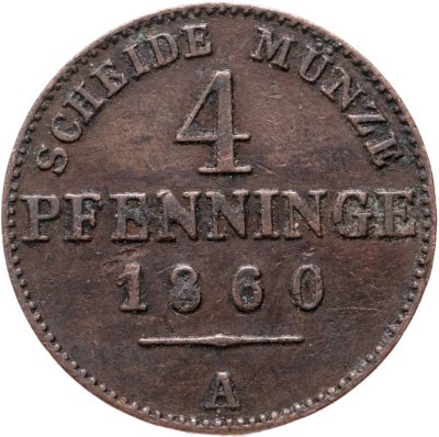 купить Германия 4 пфеннига (pfenninge) 1860