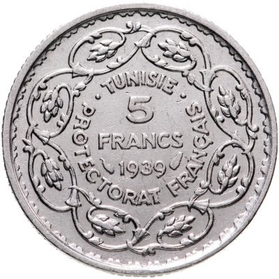 купить Французский Тунис 5 франков 1939