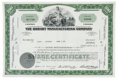 купить Акция США THE HOBART MANUFACTURING COMPANY 1970- 1971 гг.