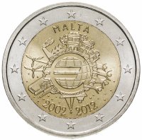 купить Мальта 2 евро (euro) 2012 10 лет евро наличными