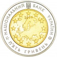 купить Украина 5 гривен 2009 60 лет Совету Европы