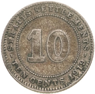 купить Стрейтс Сетлментс 10 центов (cents) 1919