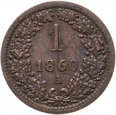 купить Австрия 1 крейцер (kreuzer) 1860 A, знак монетного двора "A" - Вена