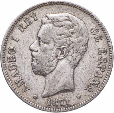 купить Испания 5 песет (pesetas) 1871
