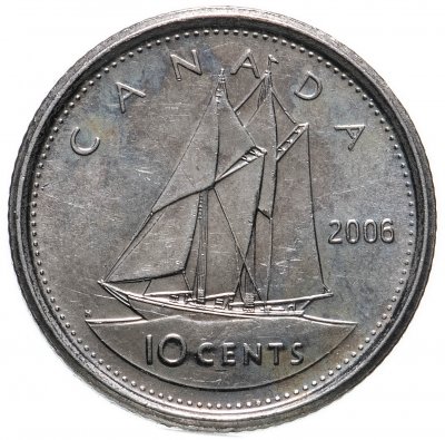 купить Канада 10 центов (cents) 2006 P, пожилая королева, знак монетного двора: "P" - Оттава