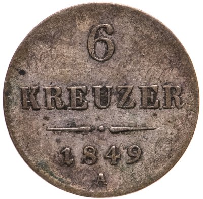 купить Австрия 6 крейцеров (kreuzer) 1849 A знак монетного двора "A" - Вена