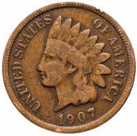 Купить США 1 цент (cent) 1907 Indian Head Cent