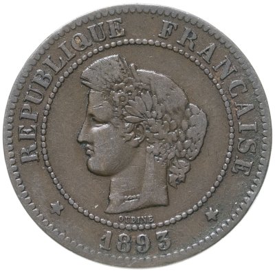 купить Франция 5 сантимов (centimes) 1893