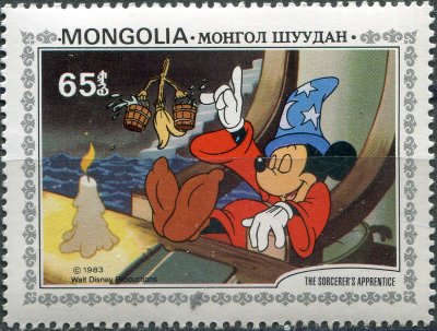купить Монголия Почтовая марка 1983 "Микки спит, а Метла продолжает ходить за водой"