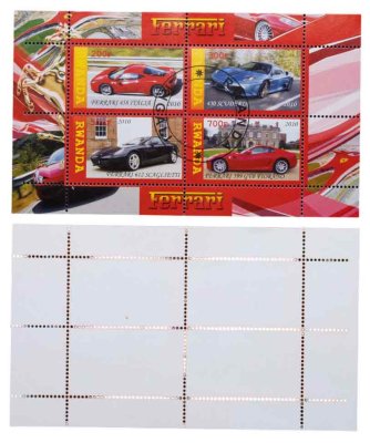 купить Руанда марки квартблок "Автомобили" 200, 300, 500, 700 франков 2010