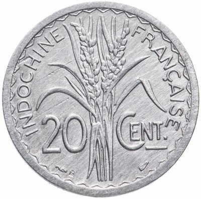 купить Французский Индокитай 20 сантимов (centimes) 1945 Знак монетного двора: "B" - Бомон-ле-Роже
