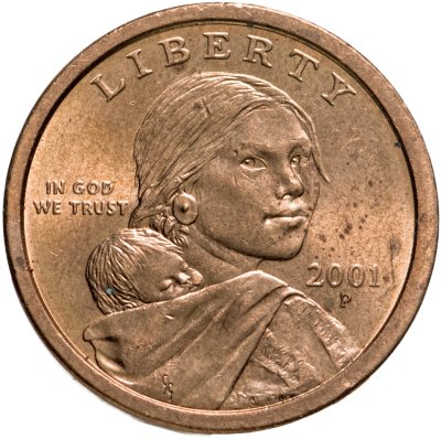 купить США 1 доллар (dollar) 2001 P Sacagawea dollar (Сакагавея доллар - парящий орёл) знак монетного двора "P" - Филадельфия