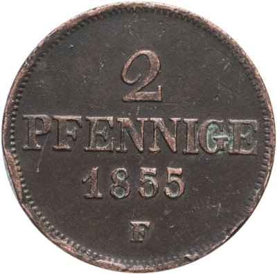 купить Германия, Саксония 2 пфеннига (pfennige) 1855 F
