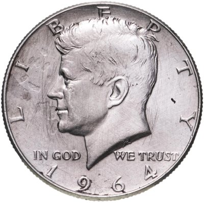 купить США 50 центов (1/2 доллара, half dollar) 1964 Kennedy Half Dollar (Кеннеди) без обозначения монетного двора