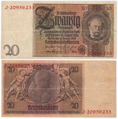 купить Германия 20 рейхсмарок 1933 (Pick 181)