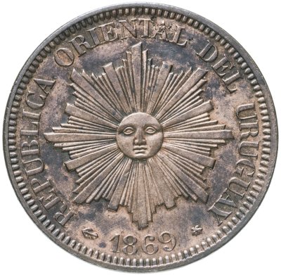 купить Уругвай 4 сентесимо (centesimos) 1869