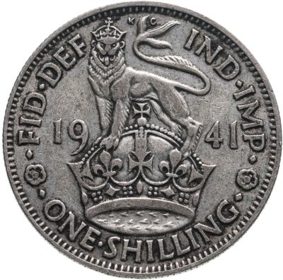 купить Великобритания 1 шиллинг (shilling) 1941 "Английский шиллинг - лев, стоящий на короне"