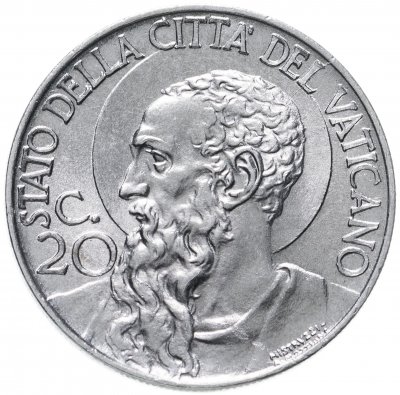 купить Ватикан 20 чентезимо (centesimi) 1941