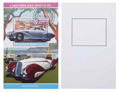 купить Джибути марки квартблок "Автомобили" 4000 франков 2015