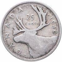 купить Канада 25 центов (cents) 1940