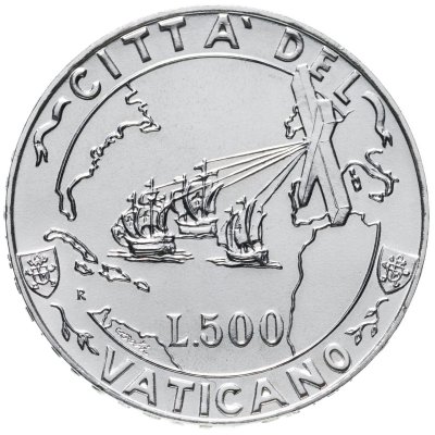 купить Ватикан 500 лир (lire) 1992 "Евангелизация Америки"