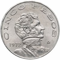 Купить Мексика 5 песо (pesos) 1972
