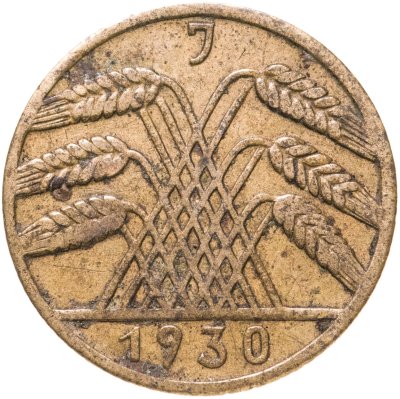 купить Германия 10 рейхспфеннигов 1930, знак монетного двора "J" — Гамбург