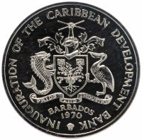 Купить Барбадос 4 dollars (доллара) 1970 FAO (ФАО)