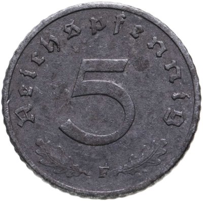 купить Германия, Третий рейх 5 рейхспфеннигов (reichspfennig) 1943, знак монетного двора: "F" - Штутгарт