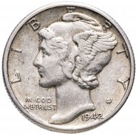 Купить США 1 дайм 1942 D "Mercury Dime"