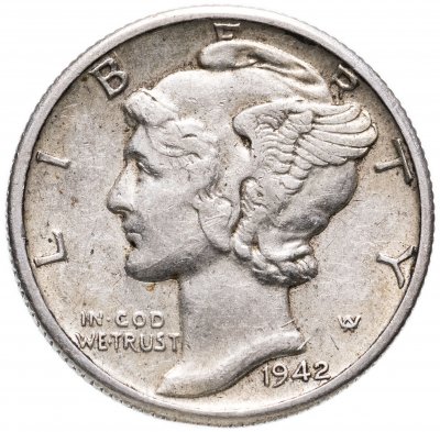 купить США 1 дайм 1942 D "Mercury Dime"