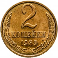 купить 2 копейки 1989 штемпельный блеск