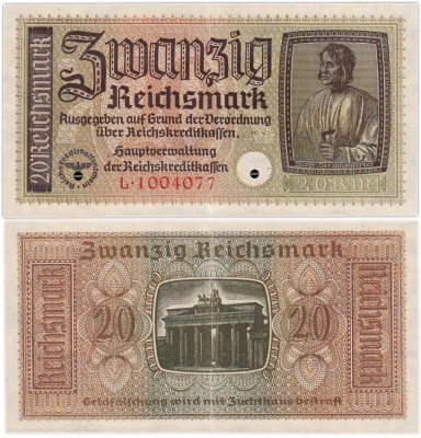 купить Германия 20 рейхсмарок 1940-1945 Немецкие оккупационные территории