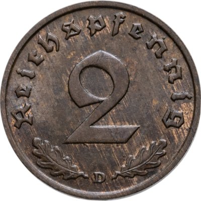 купить Германия (Третий рейх) 2 рейхспфеннига (reichspfennig) 1936 D