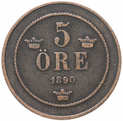 купить Швеция 5 эре 1890